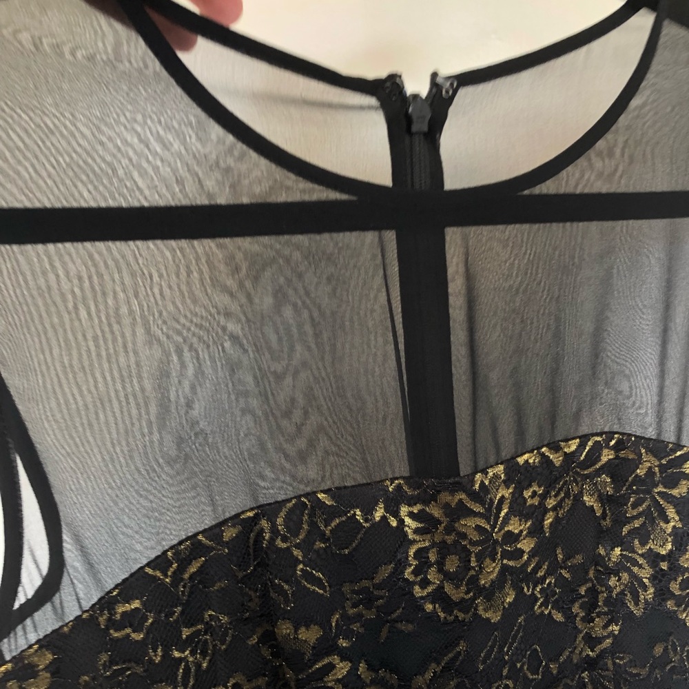 NWOT DVF Black & Gold Lace Sleeveless Dress - Picture 4 of 8